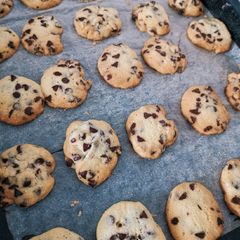 A picture of Chocolate chip butter cookies.