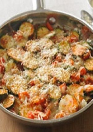 A picture of Stovetop Zucchimi Parmesan.