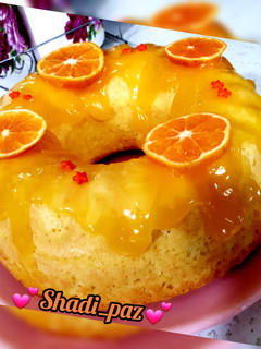 عکسی از دستور کیک نارنگی 🍊با سس نارنگی 🍊خوشمزه😋