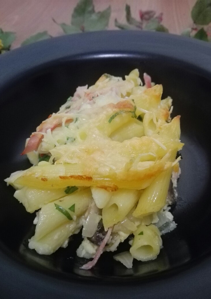 Una foto de Lasaña de macarrones con champiñones