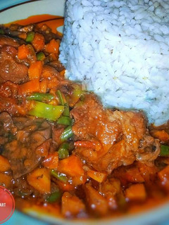A picture of Tomatoes vegetable stew.