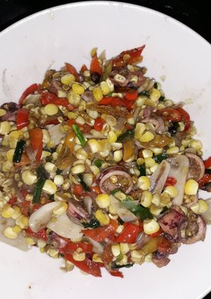 Foto resep Tumis cumi asin + jagung pedas manis