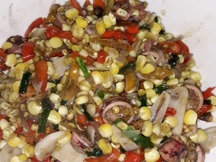 Cara Simple Membuat Resep  Tumis cumi asin + jagung pedas manis yang Sempurna, Lezat Sekali