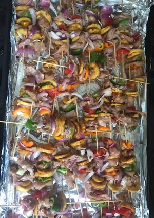 A picture of Chicken kebabs.