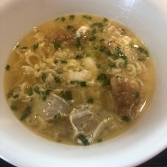 A picture of Easy Egg Drop Soup with Ramen Noodles And Chicken.