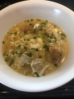 A picture of Easy Egg Drop Soup with Ramen Noodles And Chicken.