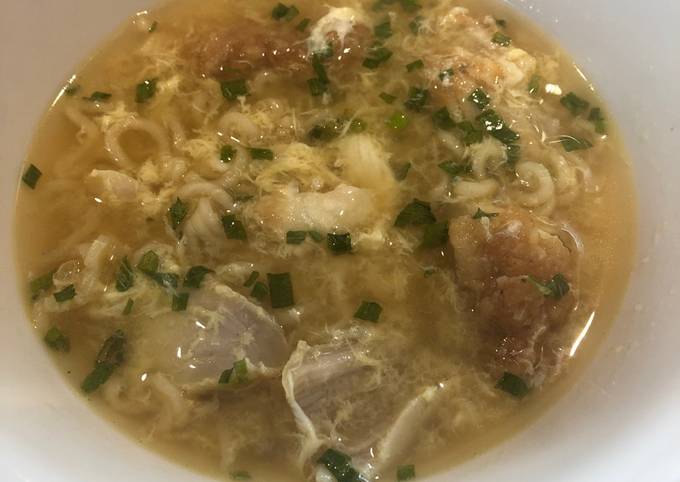 Easy Egg Drop Soup with Ramen Noodles And Chicken