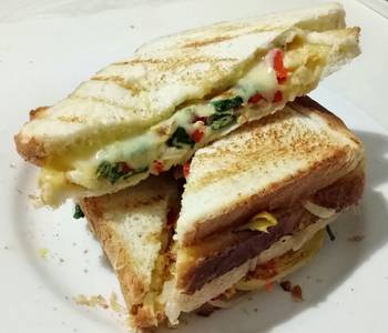 Fresh, Cooking Recipe Egg Sandwich with Veggies and Cheese Vegetarian Most Delicious