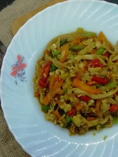 Foto resep Tumis Orek Telur Jamur Sayur (Wortel, Buncis)