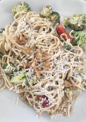 Une photo de Spaghettis au brocoli et fromage de chèvre