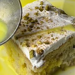 A picture of Holiday Rasmalai Tres Leches Cake (egg free).