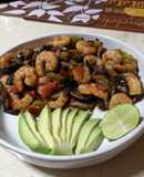 Camarones con champiñones