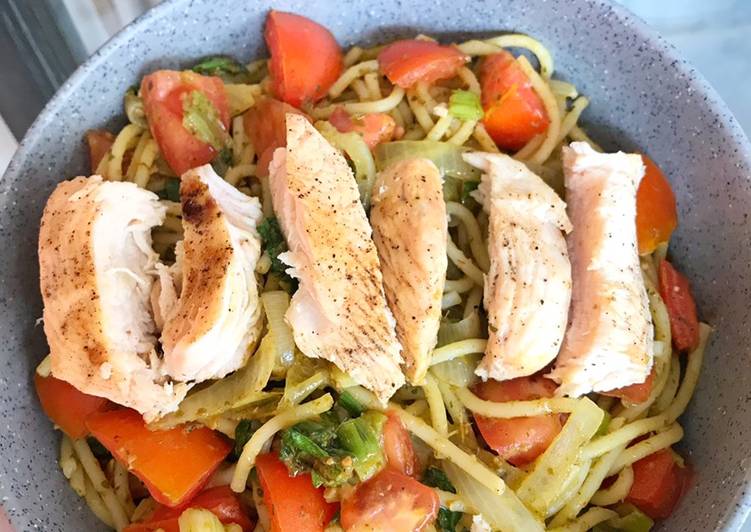 Pesto Spaghetti with Chicken Breast