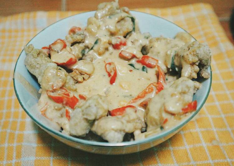 Resep Salted egg yolk chicken bahan &amp; cara membuat sangat mudah😍 yang Enak Banget