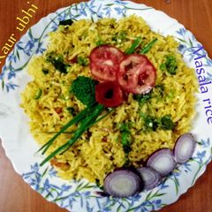 A picture of Masala rice 🍚🍅🧅🌿.