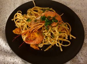 Foto di Linguine con i gamberoni sfumati al cognac