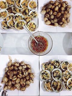 Hình của món Sò tộ nướng mỡ hành.