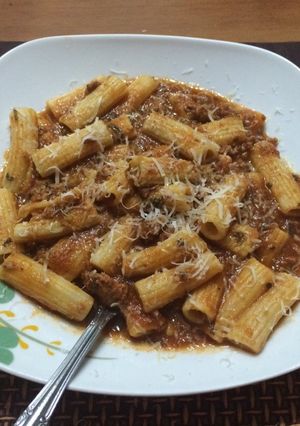 Una foto de Rigatoni con Albóndigas Rubencini...!
