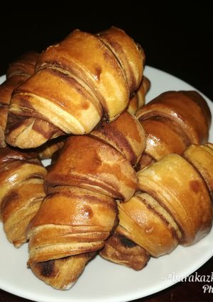 A picture of Chocolate layered Croissants.