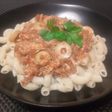Fideos con pollo en salsa