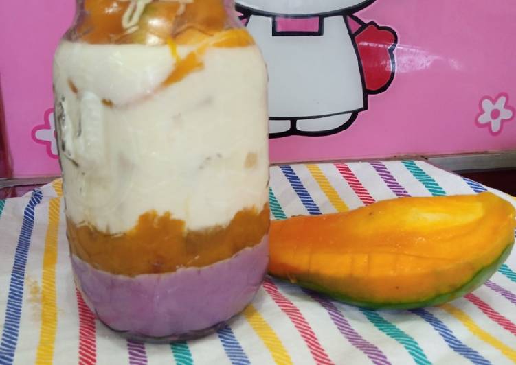 Langkah Mudah untuk Membuat Taro mango cheese milk yang Enak Banget