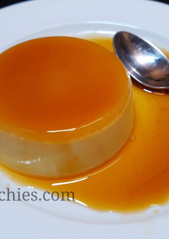 Hình của món Caramel flan đơn giản không cần nướng hay hấp.