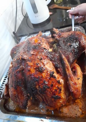 Una foto de Pavo asado