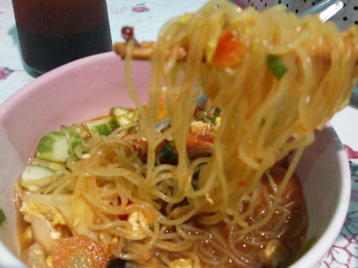 Resep Bihun jamur kuping kuah pedas Anti Gagal