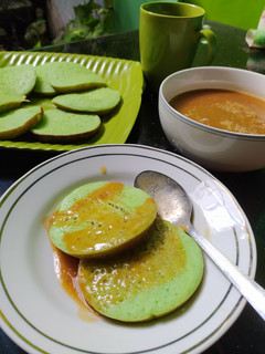 Foto resep Serabi pandan kuah kinca