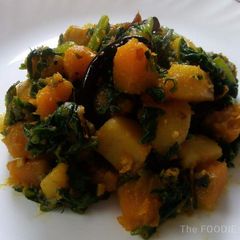 A picture of Spinach with Pumpkin and Potato Recipe / Palang, Kaddu aur Aloo ki Sabzi.
