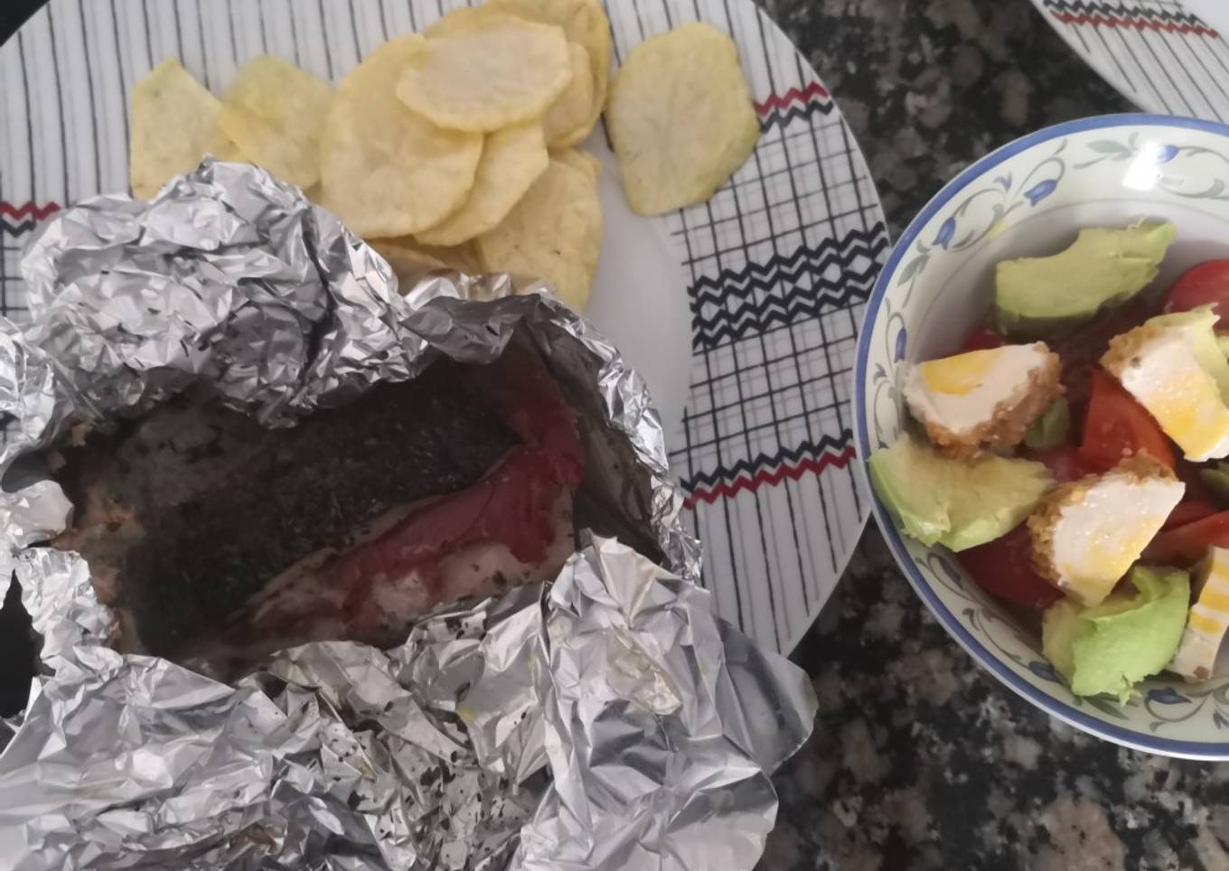 Trucha con jamón al horno