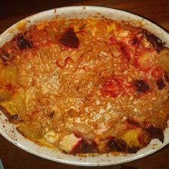 A picture of Baked Veggies and Noodles Casserole.