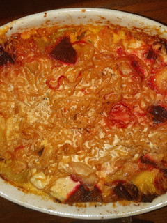A picture of Baked Veggies and Noodles Casserole.