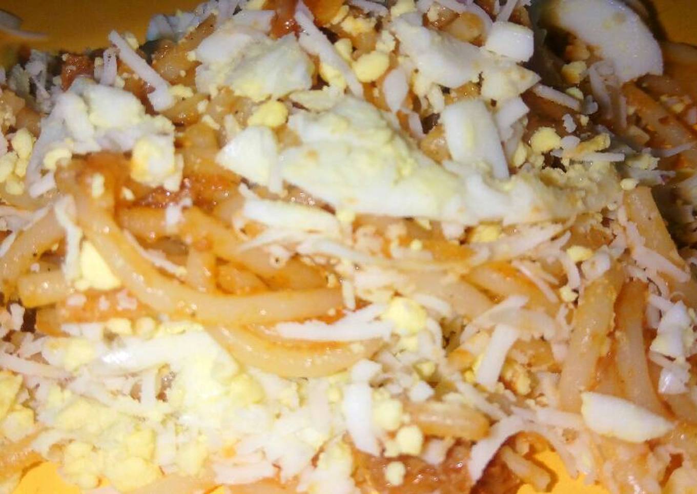 Spaghetti bolognese telur rebus #bekal sekolah