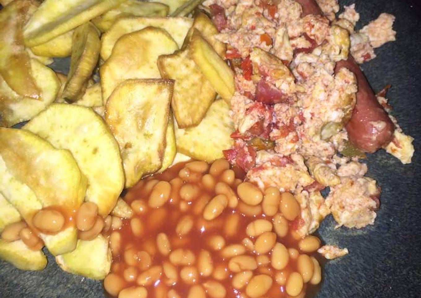 Fried<br />Sweet Potatoes & Scrambled Eggs