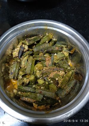A picture of Lady's Finger in Mustard Paste.