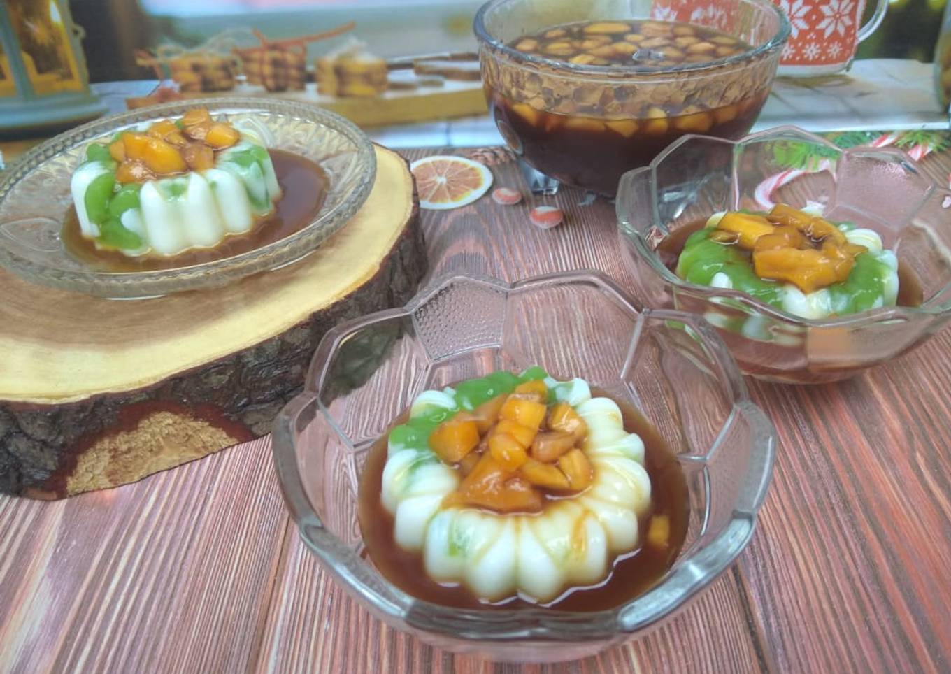 Puding cendol saus gula merah