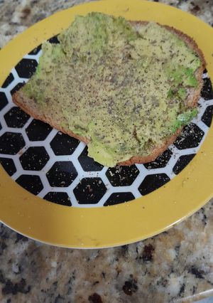 A picture of My best avocado toast ever.