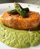 Baked Salmon Fillet on Asparagus Cream