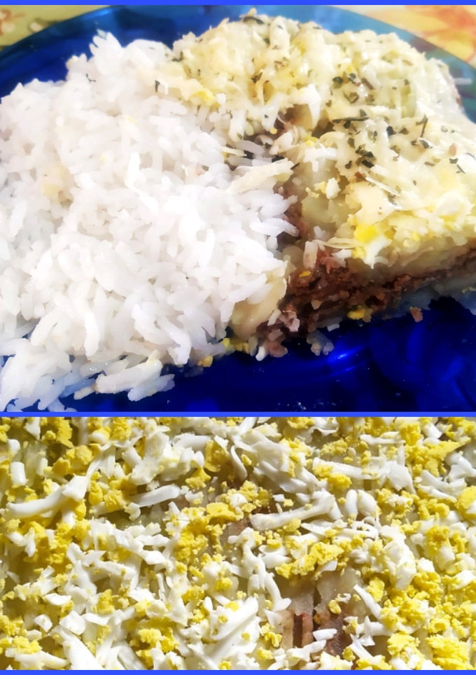 Una foto de Pastel de papa, con carne picada y arroz 😊🔥🔥