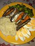 Ensalada tibia de arroz y sardina