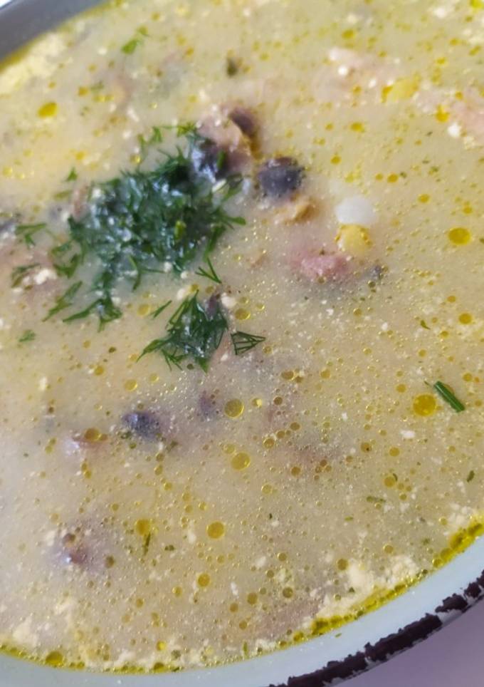 Суп 🤤 з плавленим сирком та шампіньйонами