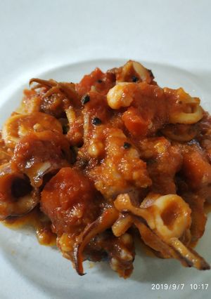 Foto resep Cumi Saus Merah Lada Hitam
