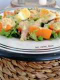 Ensalada de boniato con mayonesa de huevo cocido y cilantro