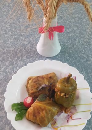 عکسی از دستور دلمه کلم و فلفل دلمه😋
