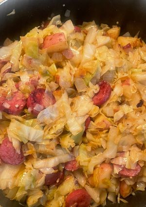 A picture of Cajun-style Fried Cabbage.