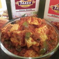 A picture of Achari paneer.