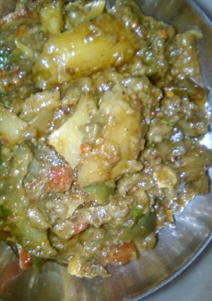 A picture of Reddish, baingan, potato veg.