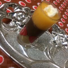 A picture of 3 Layer PuddingMango chocolate and Biscuits.