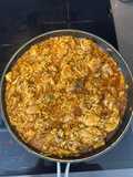 Arroz meloso de pollo y champiñones
